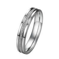 Pearl Sand Seel Ring Titanium Stainless Steel Couple Wedding Band (Ladies' Ring, 4)