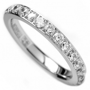 3MM Ladies Titanium Eternity Engagement Band, Wedding Ring with Pave Set Cubic Zirconia Size 8