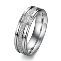 Pearl Sand Seel Ring Titanium Stainless Steel Couple Wedding Band (Men's Ring, 6)