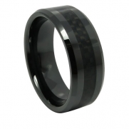 8mm New Black Ceramic Ring with Black Carbon Fiber Inlay Men's Ladies Unisex Ring Aniversary/engagement/wedding Band Size 8