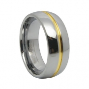 8mm Two Tone Mens Gold Groove Inset Tungsten Carbide Rings Aniversary/engagement/wedding Bands (Size 8, 9, 10, 11 and 12 Available) (9)