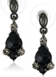 1928 Jewelry Vintage-Inspired Black Crystal Drop Earrings