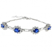 2.36 Ct Created Sapphire and CZ Sterling Silver 7 Bracelet With 1 Extender