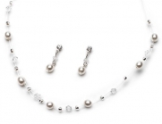 USABride Ivory Jewelry set, Simulated Pearl & Crystal, Necklace & Earrings 573 IV