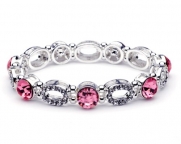 USABride Pink Rhinestone Oval Stretch Bracelet 1317 P