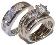 Edwin Earls His & Her 4 Piece Wedding Ring Set Sterling Silver (Womens 5-10)(mens 9-13)please Email Us the Sizes That You Need After the Sale.