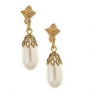 1928 Jewelry Her Majesties Pearl Drop Earrings
