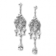 USABride Cubic Zirconia Crystal & Rhinestone Silver Chandelier Earrings 684