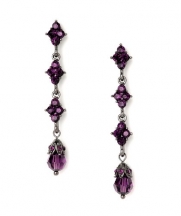 USABride Purple Swarovski Crystal Dangle Earrings, Bridal Drop Earrings 1328 A