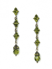 USABride Green Swarovski Crystal Dangle Earrings, Bridal Drop Earrings 1328 GR