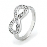 925 Sterling Silver Cubic Zirconia Infinity Symbol CZ Wedding Band Ring, Nickel Free Sz 12