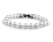 White Pearl bracelet with Silver Clasp 8mm - Bridal Jewelry