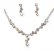 AB Rhinestone Bridal Wedding Necklace & Earring Set