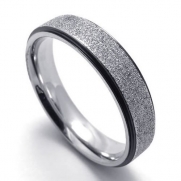 Women - Size 6 - KONOV Jewelry Classic Mens Womens Stainless Steel Love Promise Ring Couples Wedding Bands, Dark Grey Silver