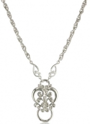 1928 Jewelry Silver-Tone Heart Eyeglass Holder Pendant Necklace, 28