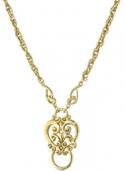 1928 Jewelry Gold-Tone Heart Eyeglass Holder Pendant Necklace, 28