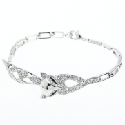 Arinna 18K White Gp Cute Fox Shape Wedding Engagement Chain Bracelet Swarovski Crystals