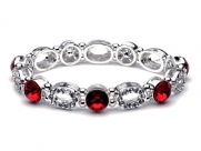 USABride Red Rhinestone Oval Stretch Bracelet 1317 R