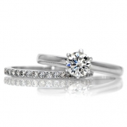 Celebrity Star Emitations Gabriella's Petite Wedding Ring Set - Sterling Silver Size 4