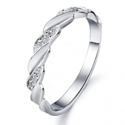 3Aries New Fashion Shiny 9 Cz Rhinestones White Gold Plated Women Wedding Lover Couple Ring Size 8