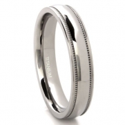 Titanium 4mm Milgrain Wedding Band Ring Sz 5.0