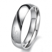 Men, Size 6, KONOV Jewelry Mens Womens Hearte Stainless Steel Promise Ring Real Love Couples Wedding Bands