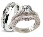 Edwin Earls His & Her Victorian 925 Sterling Silver Matching Wedding Engagement Bands Women's (5 -11)mens (8-13) Email Your Sizes After Your Purchase.