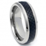 Titanium Black Carbon Fiber Inlay Wedding Band Ring Sz 9.5 SN#606