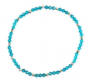 Stretch Crystal and Heishi Bead Anklet - Blue-Green (A52)