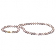AA+ Quality, 6.5-7.0 mm Lavender Freshwater Pearl Necklace, 18-inch, 14k Yellow Gold Clasp
