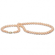 AA+ Quality, 6.0-7.0 mm Pink/Peach Freshwater Pearl Necklace, 18-inch, 14k Yellow Gold Clasp