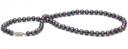AAA Quality, 6.5-7mm Black Freshwater Pearl Necklace, 16-inch, 14k Yellow Gold