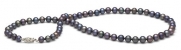 AAA Quality, 6.5-7mm Black Freshwater Pearl Necklace, 16 inches, 14k White Gold