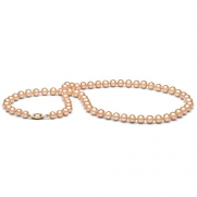 AAA Quality, 6.0-7.0 mm Pink/Peach Freshwater Pearl Necklace, 16-inch, 14k White Gold Clasp