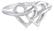 Sterling Silver Diamond Heart Ring (0.05 cttw, I-J Color, I2-I3 Clarity), Size 6
