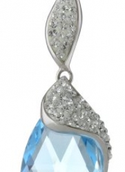 Carnevale Sterling Silver Blue Briolette with Swarovski Elements Pendant Necklace, 18