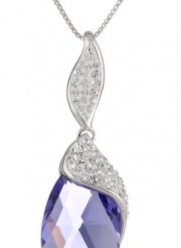 Carnevale Sterling Silver Purple Briolette with Swarovski Elements Pendant Necklace, 18