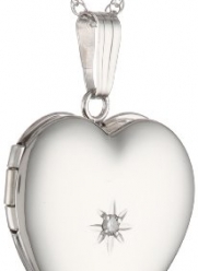14k White Gold Heart Locket Necklace with Diamond-Accent, 18
