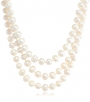 Three-Row White A-Grade Freshwater Cultured Pearl Necklace with Sterling Silver Clasp (6.5-7mm), 17