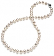 HinsonGayle AAA Handpicked 7.5-8.0mm White Cultured Freshwater Pearl Necklace (Sterling Silver, 18)