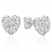 Sterling Silver Crystal Heart Stud Earrings