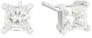 IGI-Certified Platinum Princess-Cut Four-Prong Diamond Stud Earrings (1 cttw, G-H Color, VS2 Clarity)