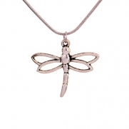 Yazilind Jewelry Vintage Tibetan Silver Dragonfly Shape Hollow Pandent Necklace Clothes for women