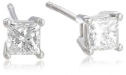 Platinum, Princess-Cut, Diamond 4-Prong Stud Earrings (1/2 cttw, G-H Color, VS2 Clarity)