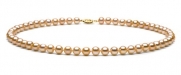 AAA Quality, 7.0-8.0 mm Pink/Peach Freshwater Pearl Necklace, 18-inch, 14k Yellow Gold Clasp
