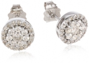 10k White Gold Round Diamond Cluster Earrings (1/2 cttw, I-J Color, I2-I3 Clarity)