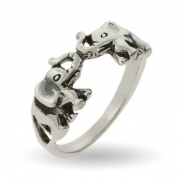 Sterling Silver Lucky Double Elephant Ring Size 8 (Sizes 5 6 7 8 9 Available)