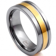 JewelryWe 8mm Unisex Men's Golden & Silver Tone Tungsten Carbide Ring Aniversary/engagement/wedding Band