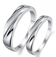 3Aries New Fashion Silver Crease White Gold Plated Women Wedding Lover Couple Ring Size 5