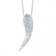 BERRICLE Sterling Silver 925 Cubic Zirconia CZ Angel Wing Pendant Necklace